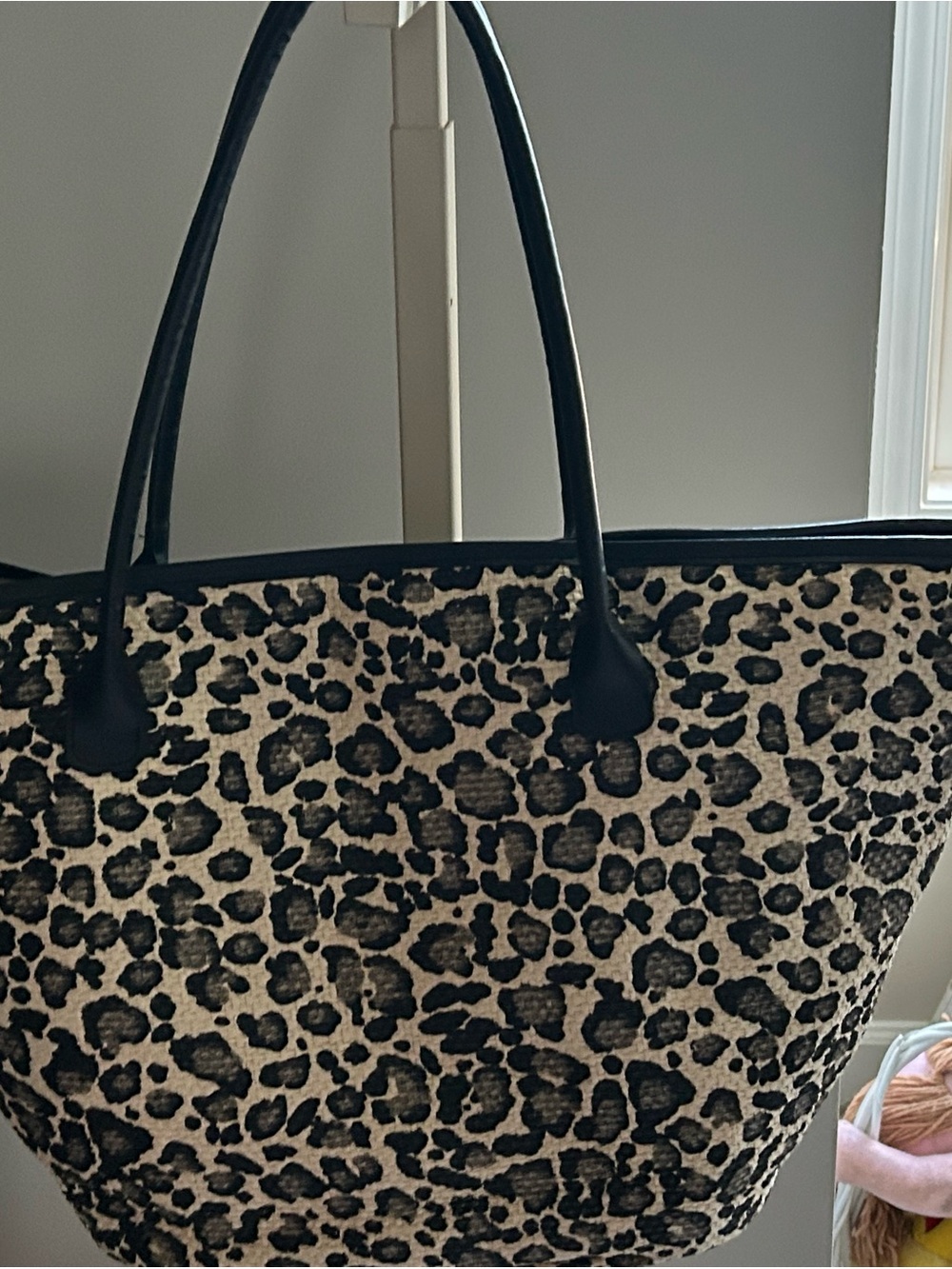 Leopard Print Tote Bag with Black Trim